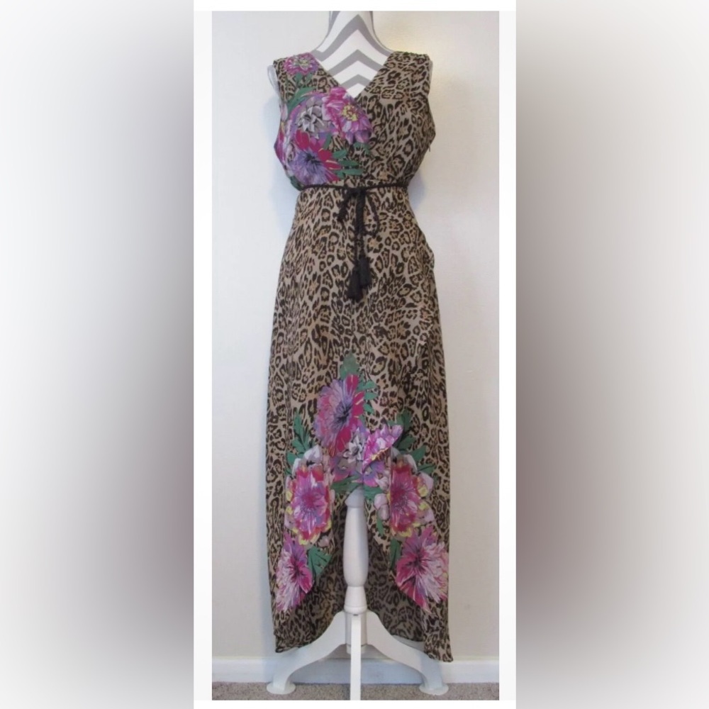 INC International Concepts Brown Black High-Low Tie Front Sundress